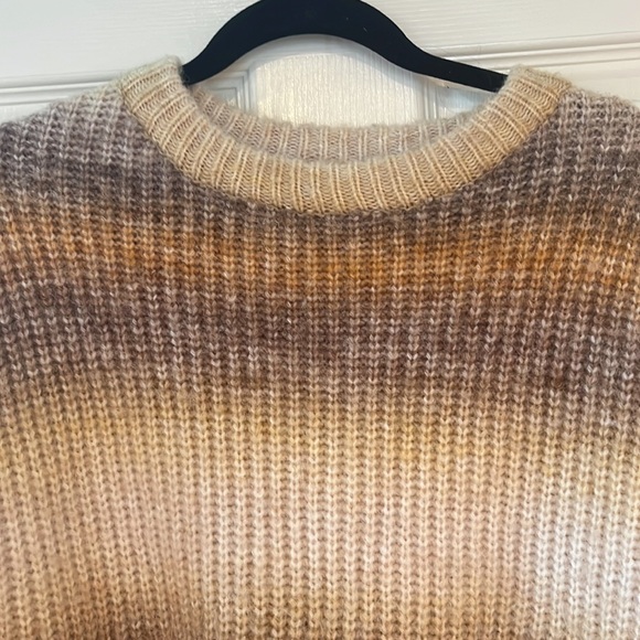 Rachel Zoe mustard yellow cream striped pullover cozy sweater sz m - Picture 3 of 9